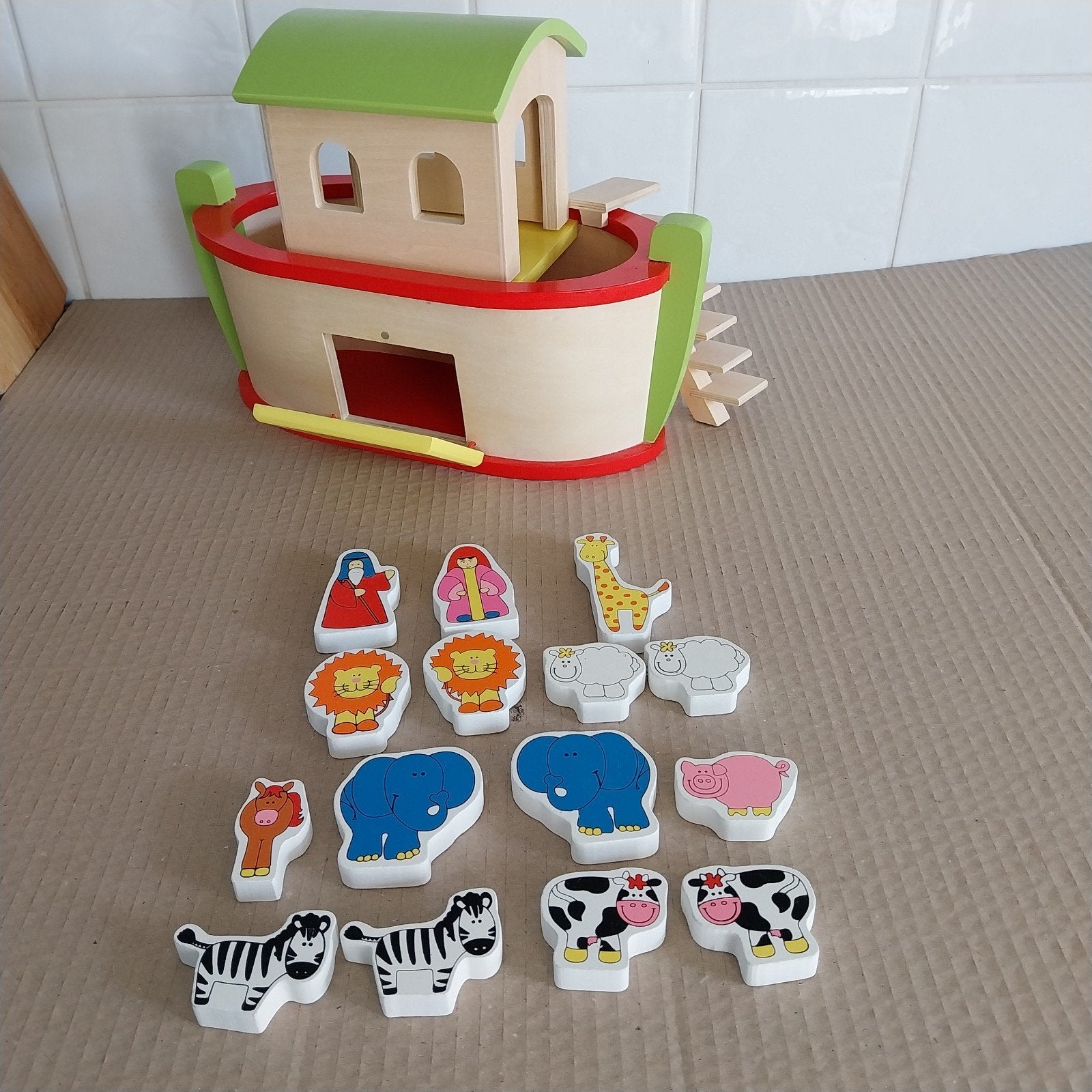 Houten Ark van Noach met Dieren Speelset, Kinderen en Baby's, Ophalen of Verzenden, Zo goed als nieuw, Overige typen