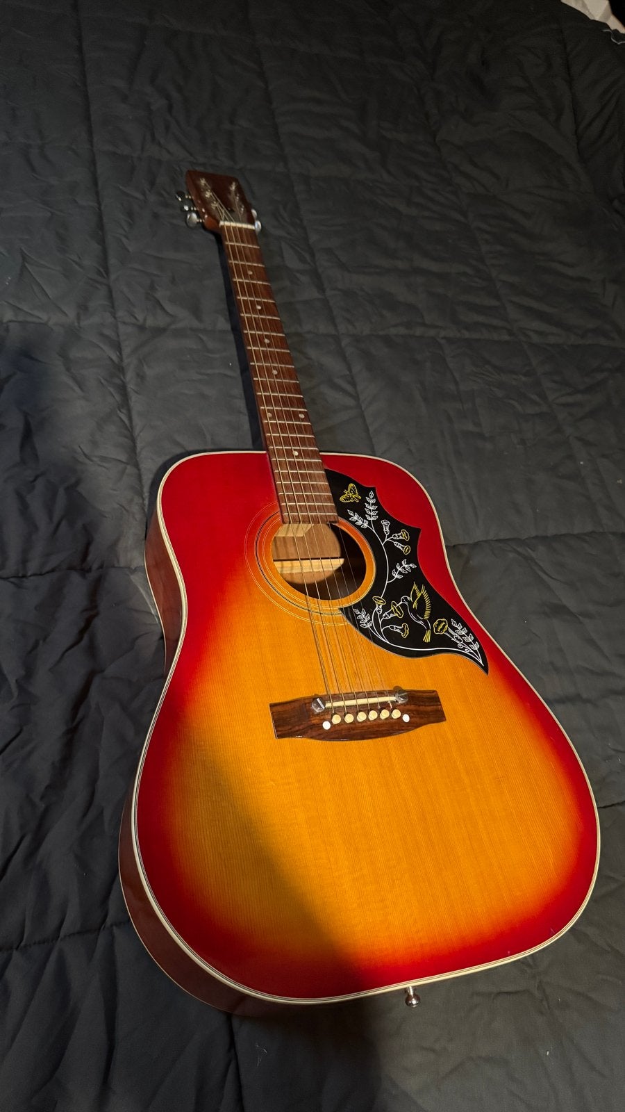 Vintage jaren 70 Japanse Gibson Hummingbird, Ophalen, Gebruikt, Western- of Steelstringgitaar