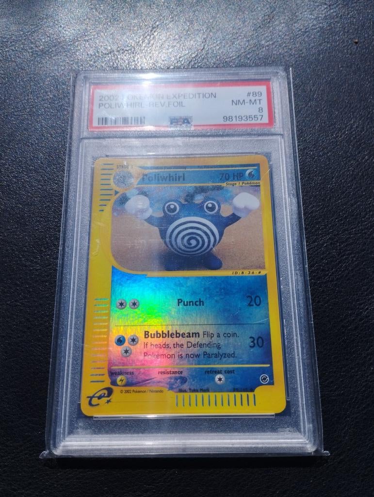 Poliwhirl Reverse Holo Pokemon kaart Expedition base set PSA, Ophalen of Verzenden, Zo goed als nieuw
