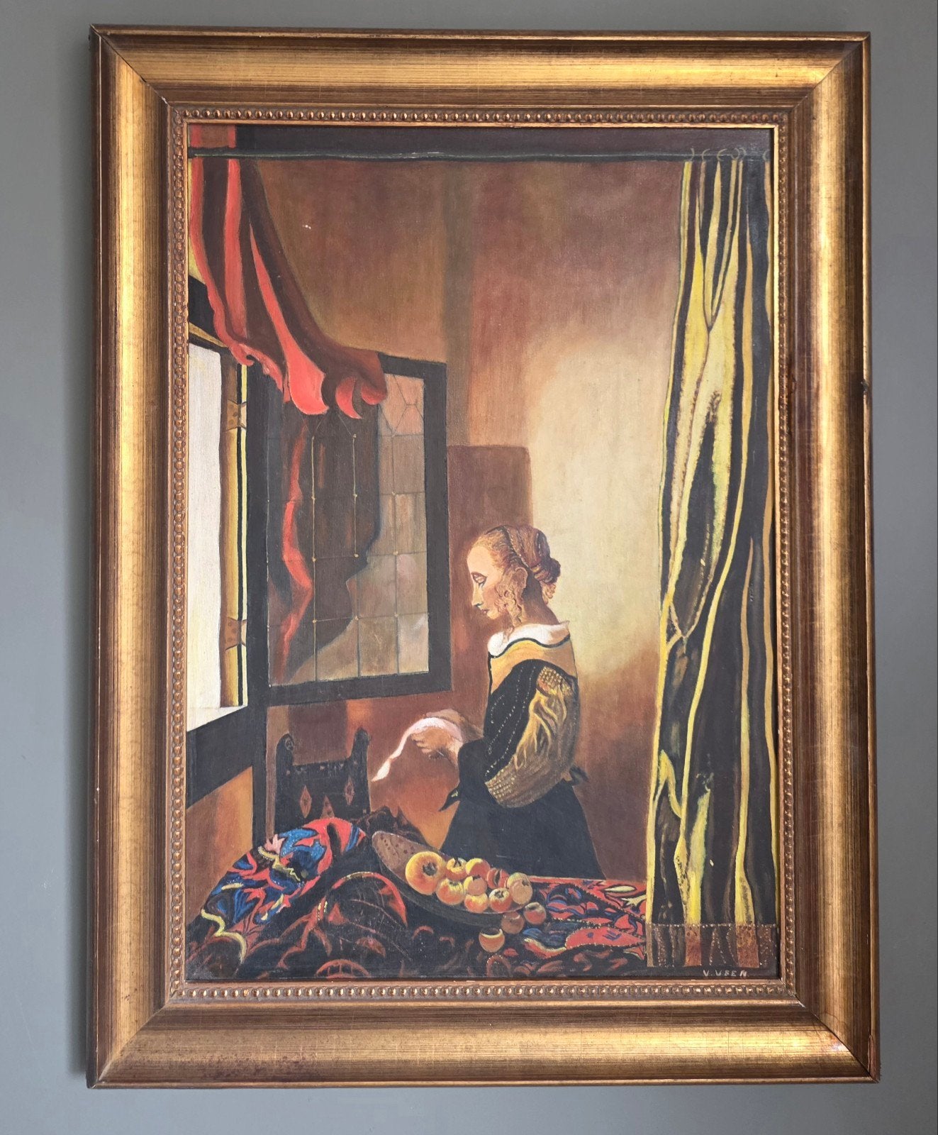 Schilderij "Brieflezend meisje bij het venster  zoals Joha, Ophalen of Verzenden