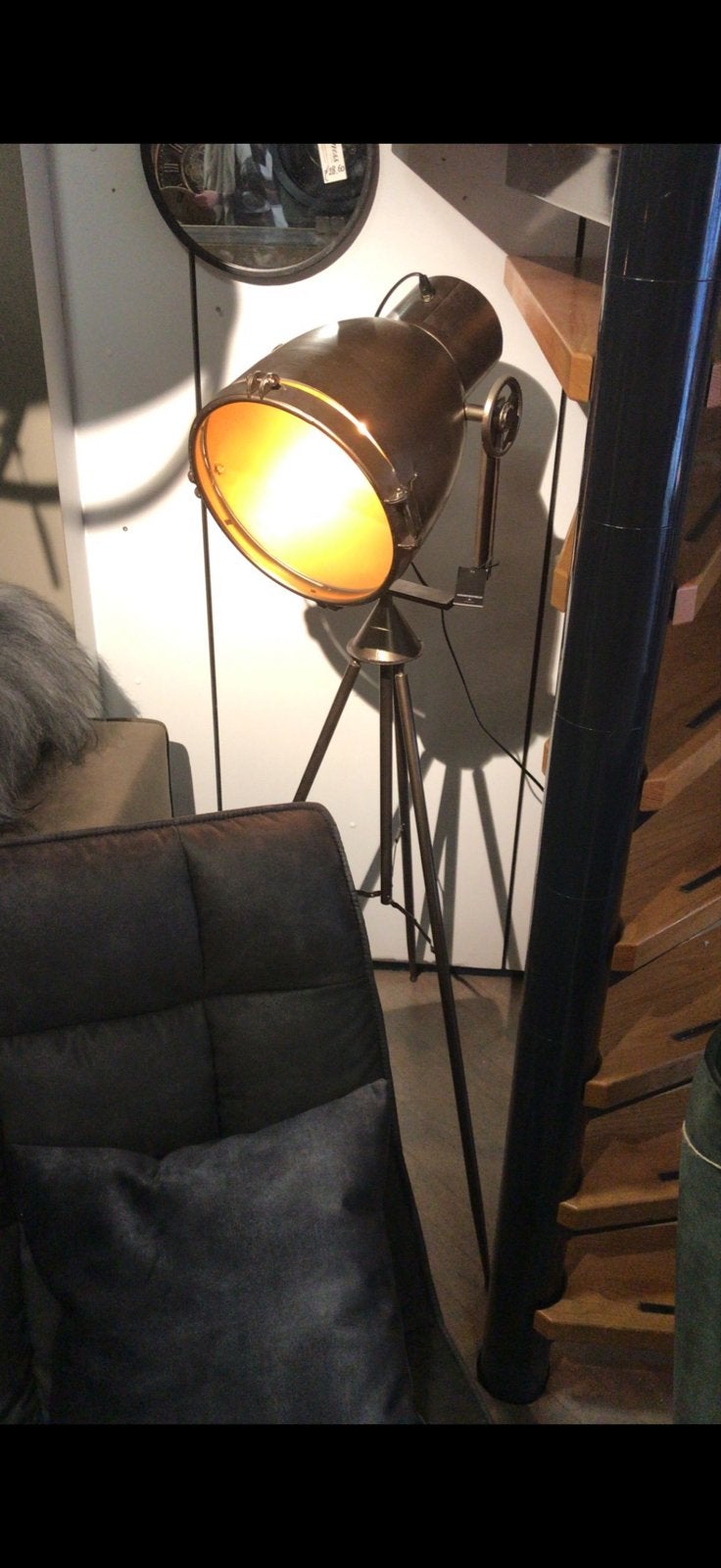 Industriële Vloerlamp Spotlight Brons/Koper, Ophalen, Gebruikt, Metaal, 150 tot 200 cm