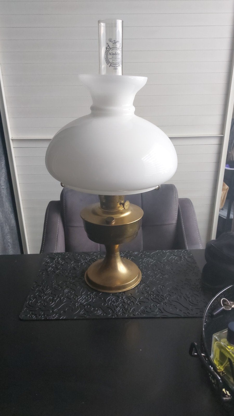 Originele complete Aladdin model 23 messing olielamp, Ophalen of Verzenden, Zo goed als nieuw