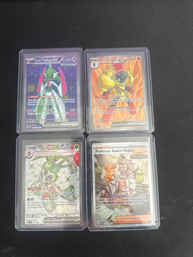 Pokémon TCG: Iron Valiant ex, Armarouge ex, Froslass ex, Pro, Ophalen of Verzenden, Zo goed als nieuw, Meerdere kaarten