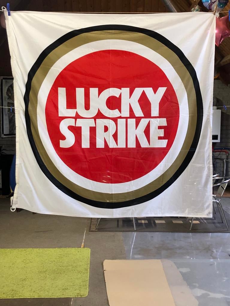 Grote Lucky Strike Vlag – Vintage Reclame, Ophalen of Verzenden, Zo goed als nieuw