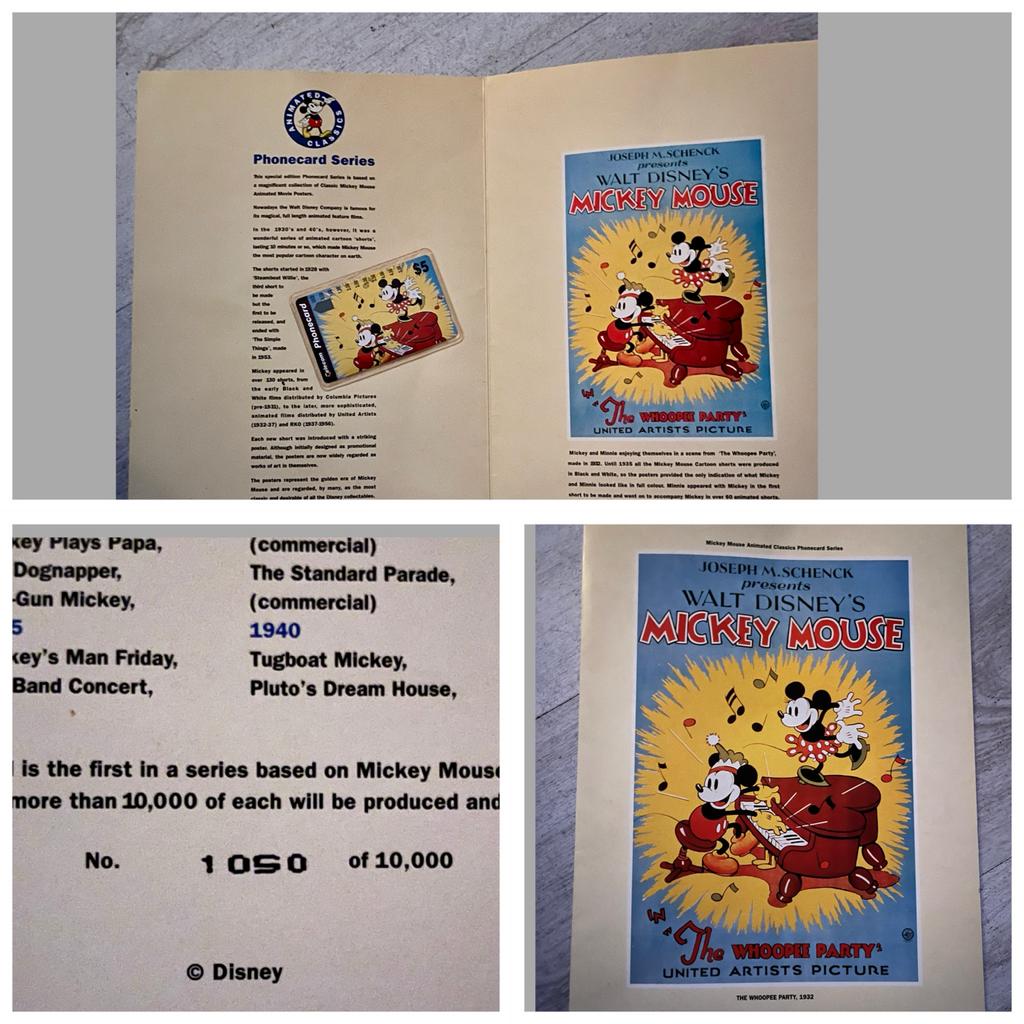 UNIEK: Disney Mickey Mouse telefoon Verzamelset(1050/10.000), Ophalen of Verzenden, Mickey Mouse, Zo goed als nieuw, Plaatje of Poster