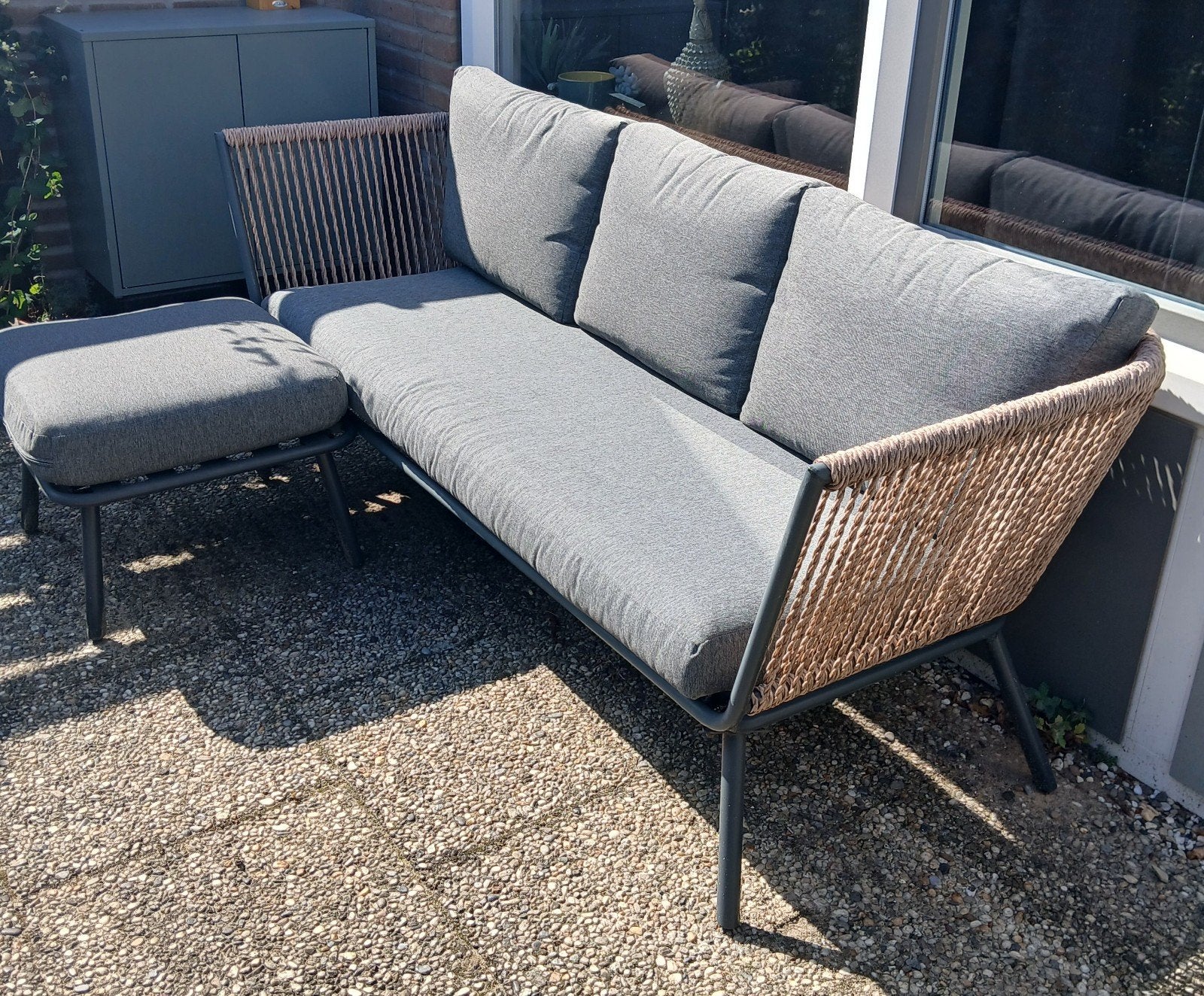 Mooie Intratuin loungebank mét hocker! Nazomeren maar 😀, Ophalen, Gebruikt, Bank, 3 zitplaatsen