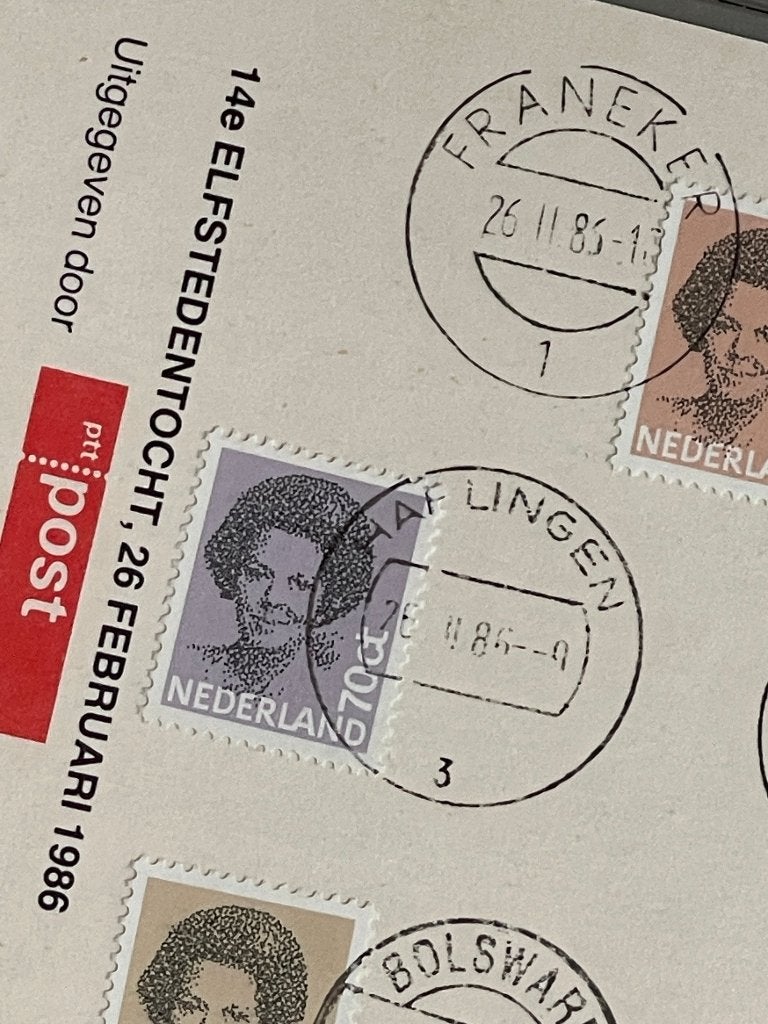 PTT Herinneringsuitgifte 14e Elfstedentocht 26 -2-1986 , Postzegels en Munten, Ophalen of Verzenden, Onbeschreven, Nederland