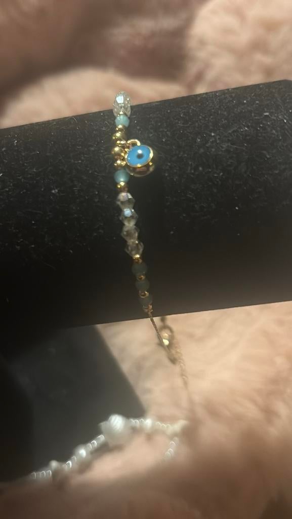 Evil eye armband goud, Sieraden, Tassen en Uiterlijk, Armbanden, Ophalen of Verzenden, Zo goed als nieuw, Goud