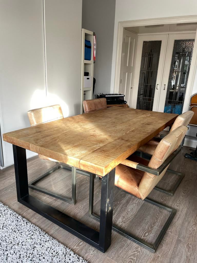 Leren Design Stoelen - Zware Kwaliteit, Huis en Inrichting, Stoelen, Ophalen, Gebruikt, Twee, Bruin