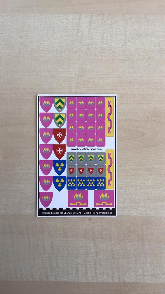 Lego 375 Geel Kasteel (ALLEEN STICKERVEL VERSIE 2), Ophalen of Verzenden, Nieuw, Lego