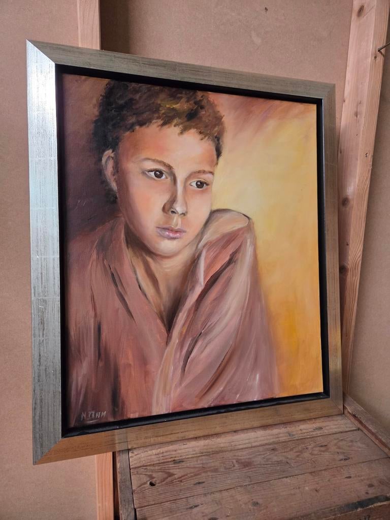 Vintage gesigneerd portret N. Dam, Ophalen of Verzenden