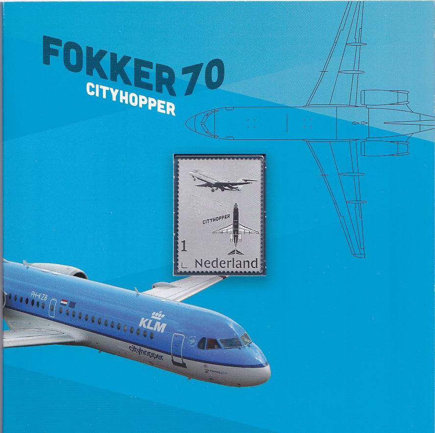 Fokker 70 Cityhopper zilver postfris, Ophalen of Verzenden, Na 1940, Postfris
