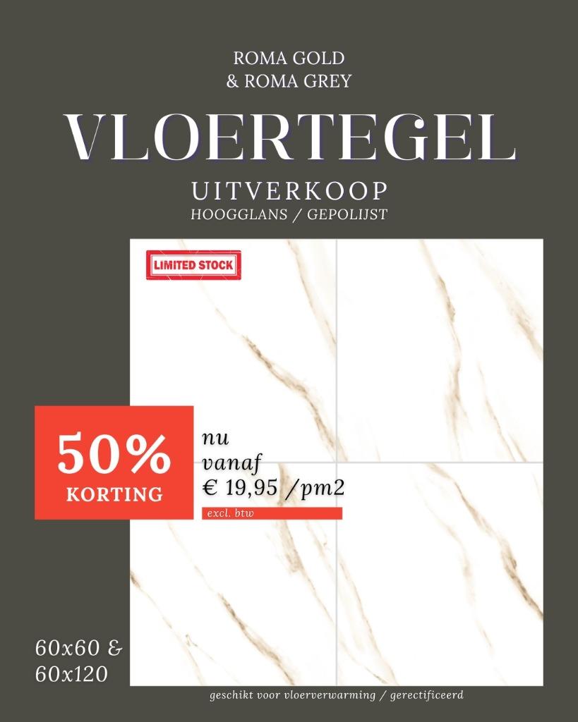 VLOERTEGELS 60x60 / 60x120 CM HOOGGLANS l €19,95 pm2, Doe-het-zelf en Verbouw, Tegels, 60 cm of meer, Nieuw, Ophalen of Verzenden