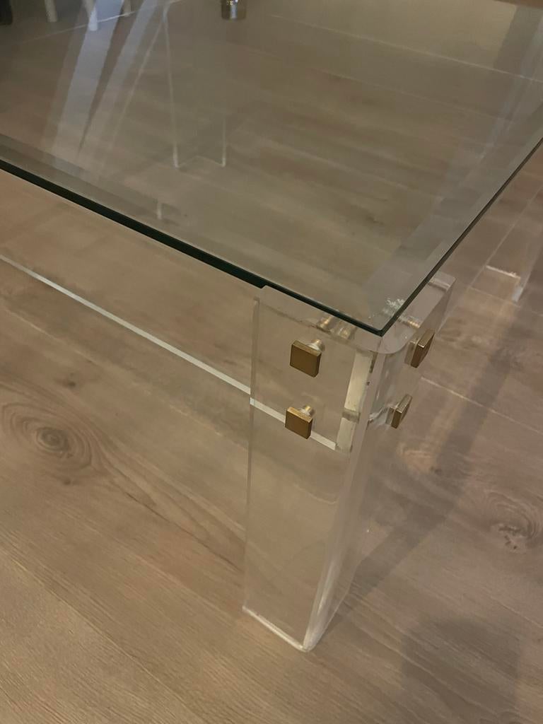 Glazen salontafel, Huis en Inrichting, Ophalen, Gebruikt, 100 tot 150 cm, 50 tot 100 cm