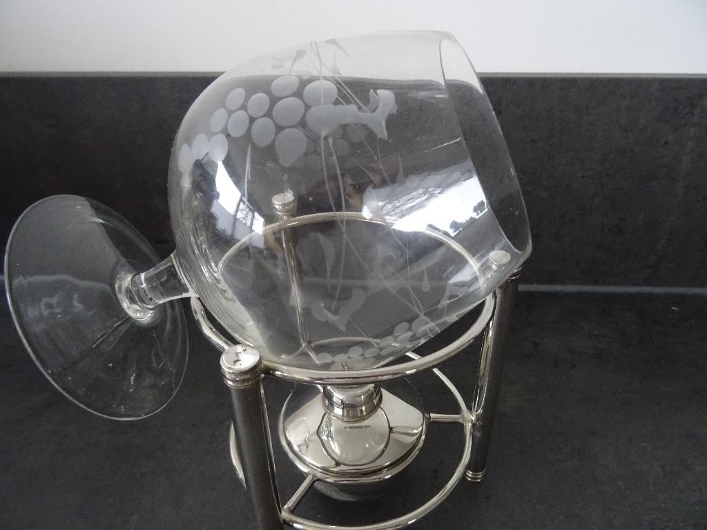 Cognac verwarmer brandy brander verzilverd cognac glas, Ophalen of Verzenden, Zo goed als nieuw, Overige typen