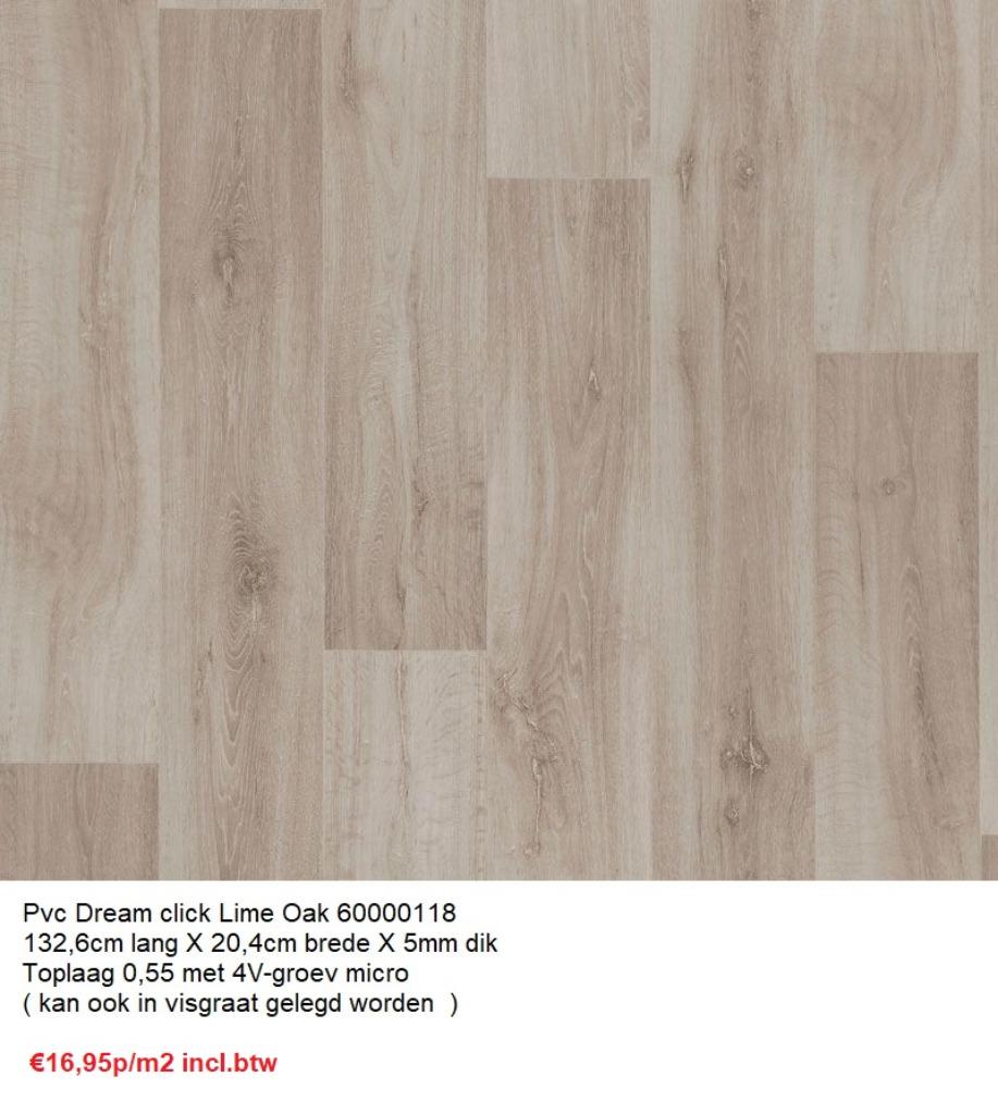 PVC Click Visgraat | Betonlook | Eiken 300 X Kleur 6mm dik, 75 m² of meer, Nieuw, Pvc click vinyl vloeren, Ophalen of Verzenden
