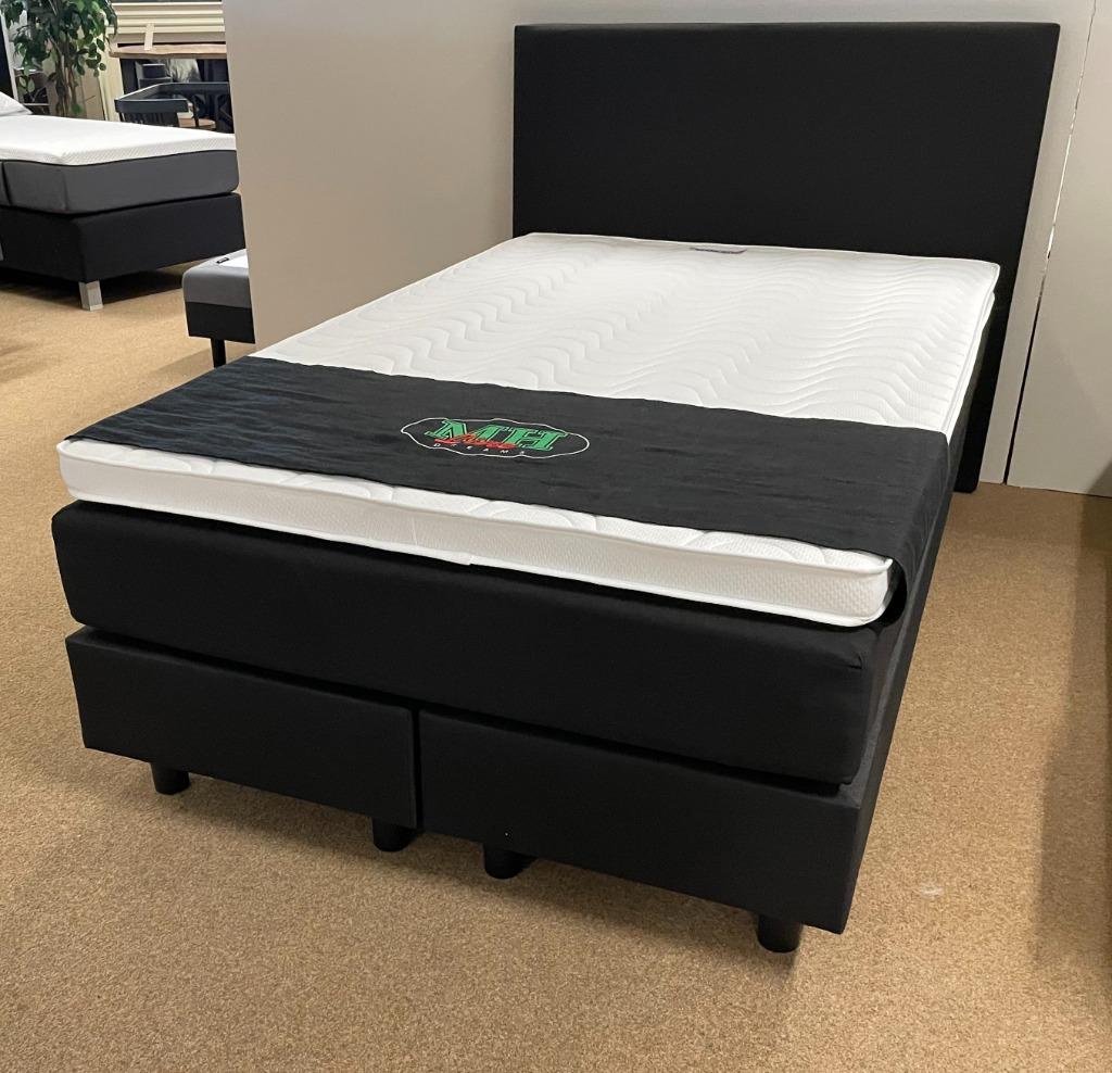 Boxspring 120x200 Zwart stof Direct/Leverbaar/EnschedeE-9875, Zwart, Nieuw, Ophalen of Verzenden, Mwonenenslapen@ziggo.nl