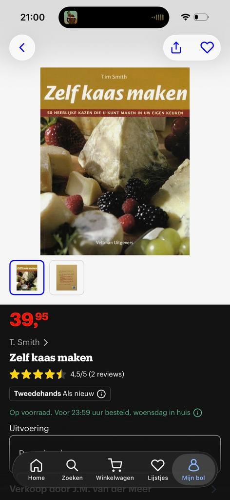 Zelf Kaas Maken - Tim Smith Kookboek, Vegetarisch, Overige typen, Ophalen of Verzenden, Zo goed als nieuw