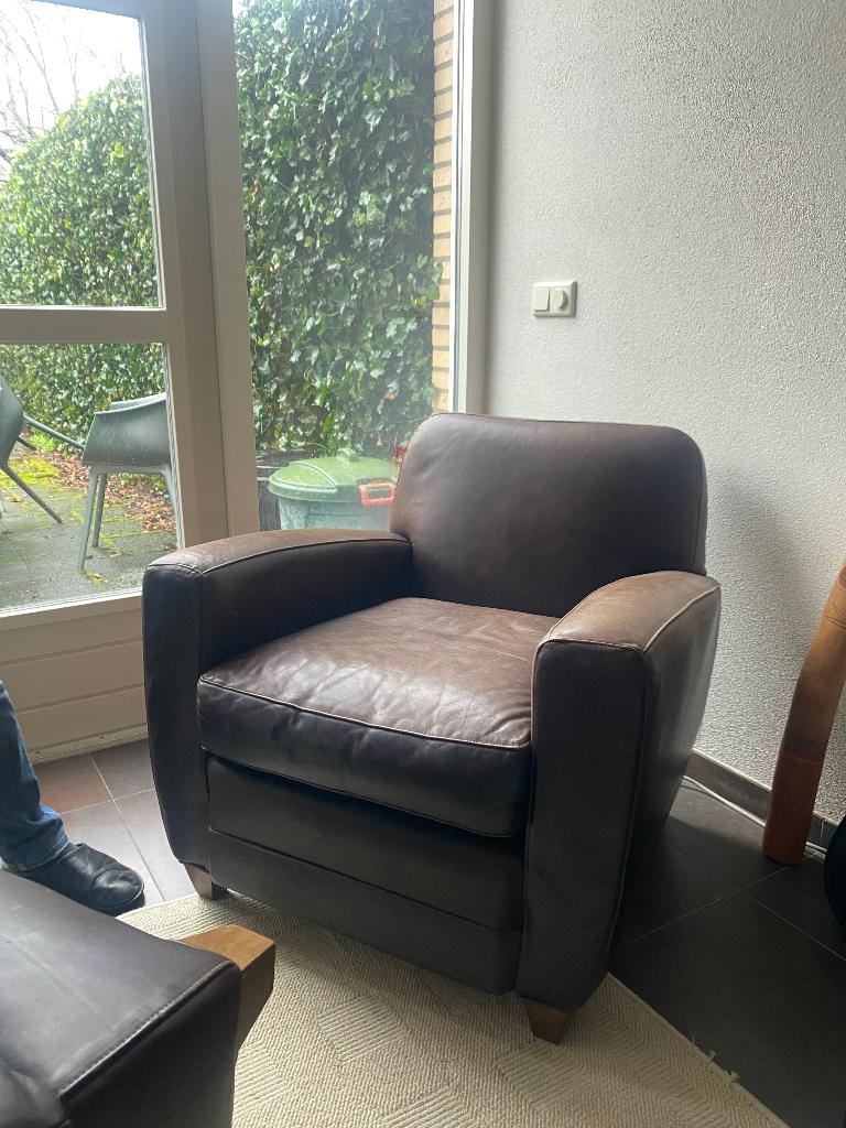Leren fauteuil (lounge stoel), Ophalen, Gebruikt, Eenpersoons, Minder dan 150 cm