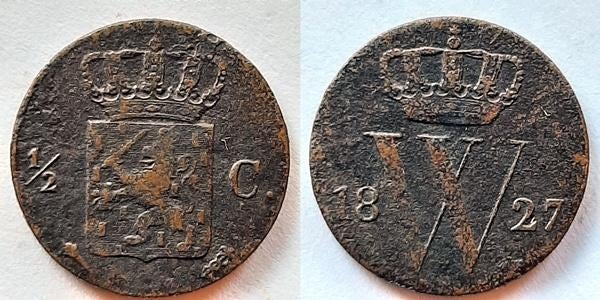 Halve cent 1827 U, Verzenden, Koning Willem I, Overige waardes