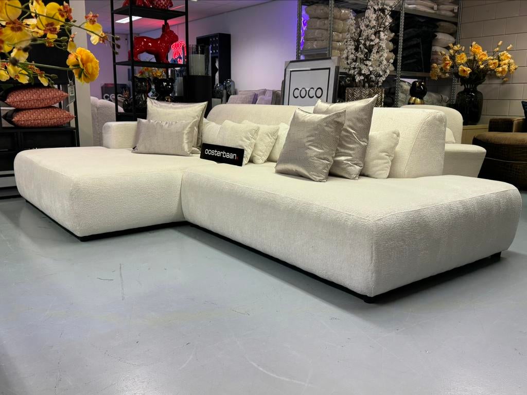 Luxe Velvet Teddy Loungebank Le Duo 180x290cm Wit - NIEUW, 250 tot 300 cm, Info@oosterbaanwonen.nl, Venus 31 8448CE Heerenveen