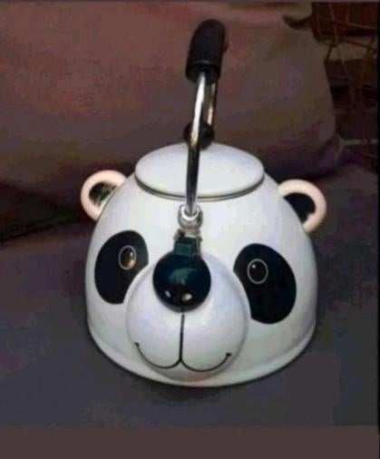 Kamenstein 1994s Vintage Panda Fluitketel Emaille Waterkoker, Ophalen of Verzenden, Zo goed als nieuw, Overige materialen