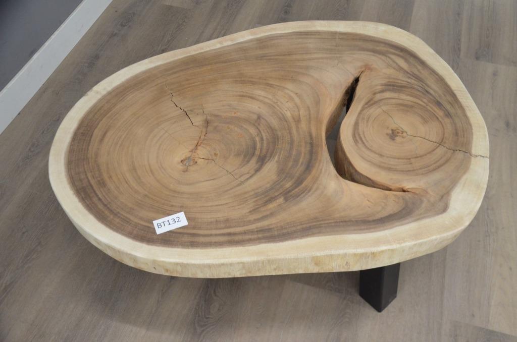 Ronde suar salontafel - 82 - 110cm -BT132, Overige houtsoorten, 100 tot 150 cm, Rond, Nieuw