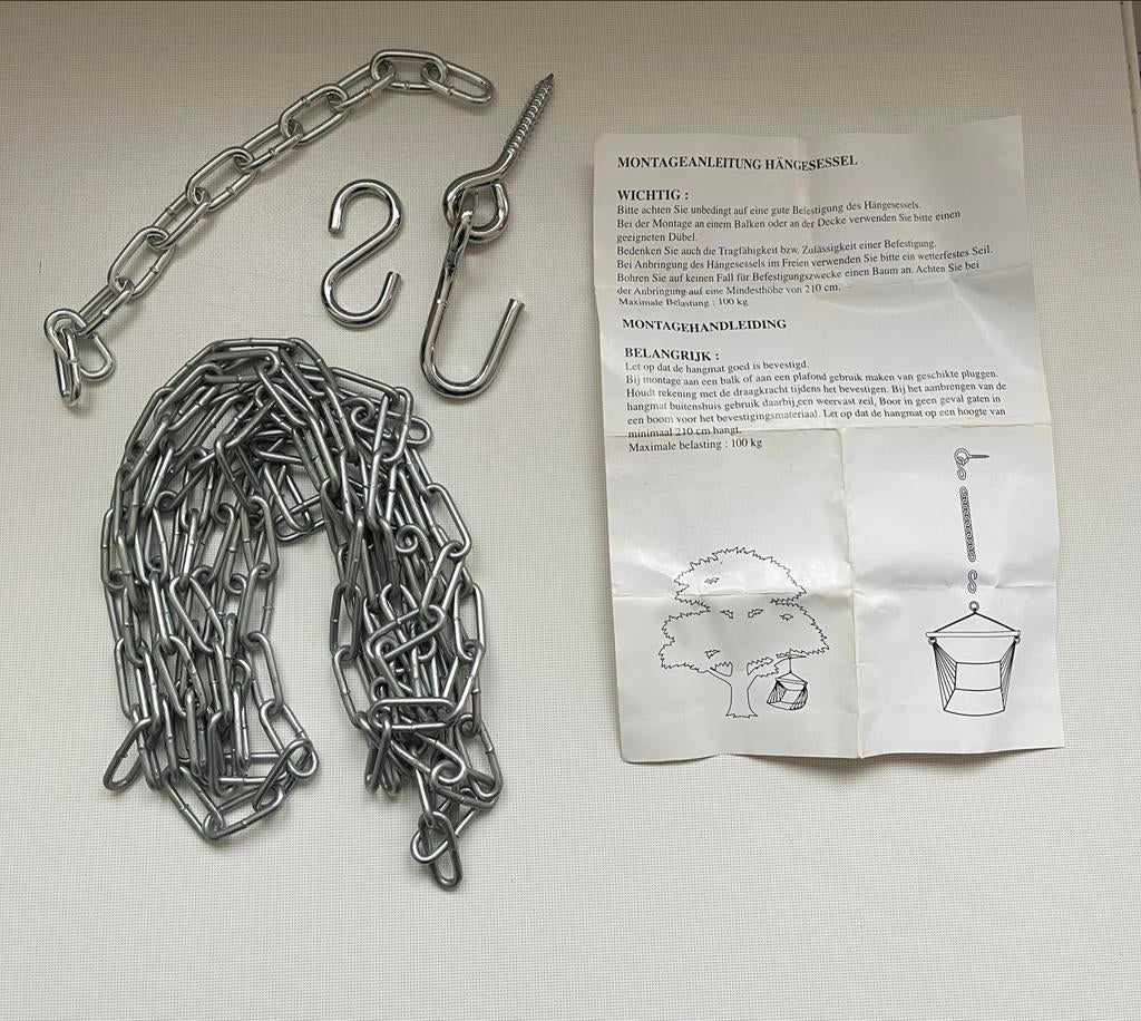 Hangmat/Stoel Ophangsysteem met Ketting, Binnen, Opvouwbaar, Nieuw, Ophalen of Verzenden