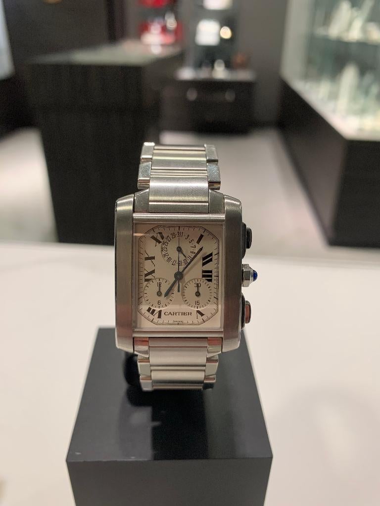 Cartier Tank, Sieraden, Tassen en Uiterlijk, Horloges | Dames, Staal, Staal, Polshorloge, Zo goed als nieuw