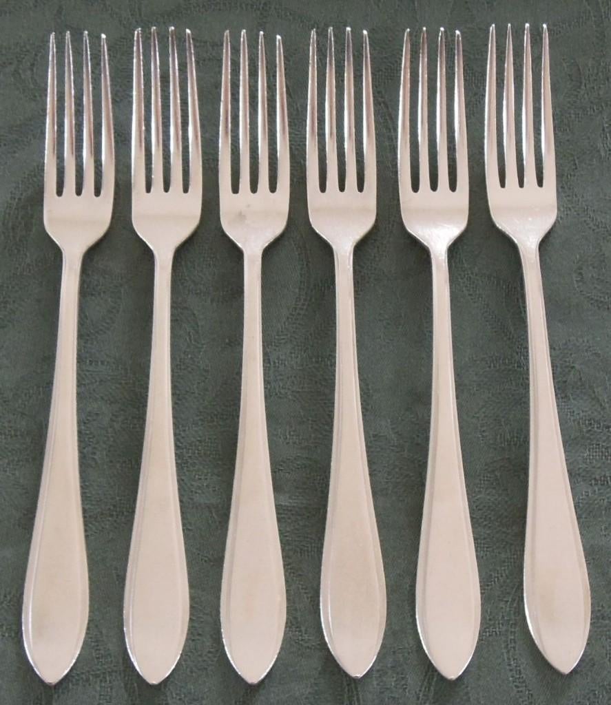 Nr K188: 6  Verzilverde Gero 90 puntfilet P8 dinervorken, Antiek en Kunst, Ophalen of Verzenden
