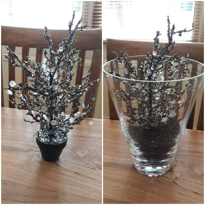 Zwart boompje met zilver glitters, Ophalen, Zo goed als nieuw