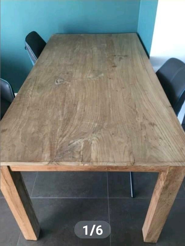 Massief teak houten eettafel tafel 180 x 90 teakhout, Ophalen, Gebruikt, Teakhout, 50 tot 100 cm