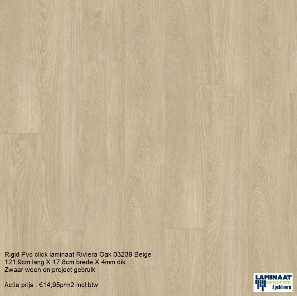 Rigid Pvc click Riviera Oak Beige 4mm dik €14,95m2 incl.btw