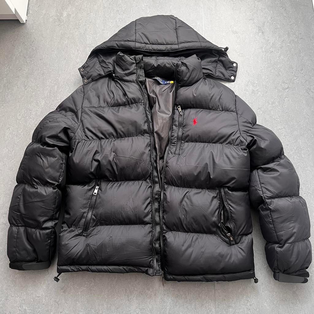 Zwarte Ralph lauren puffer jas, Verzenden, Gedragen, Maat 48/50 (M), Zwart