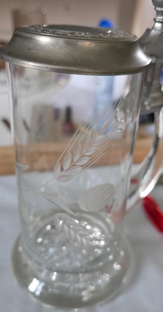 Oude bierpul met tinnen deksel, Ophalen of Verzenden