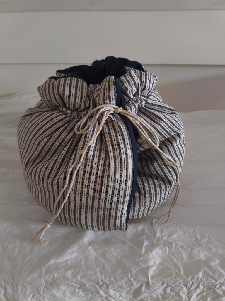 Hooimadam - stoofzak - ecostoof - 'Streep blauw', Ophalen of Verzenden, Nieuw