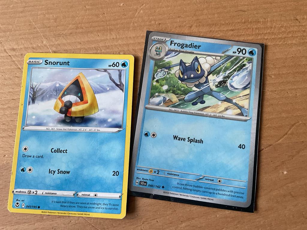 Pokémon Kaarten: Snorunt & Frogadier, Ophalen of Verzenden, Gebruikt, Losse kaart