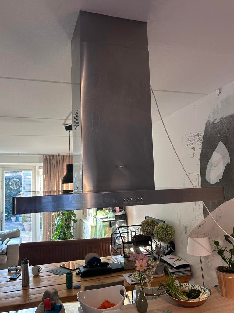 Smeg afzuigkap 90cm recirculatie, Witgoed en Apparatuur, Afzuigkappen, Ophalen of Verzenden, Zo goed als nieuw, 600 tot 800 m³ per uur