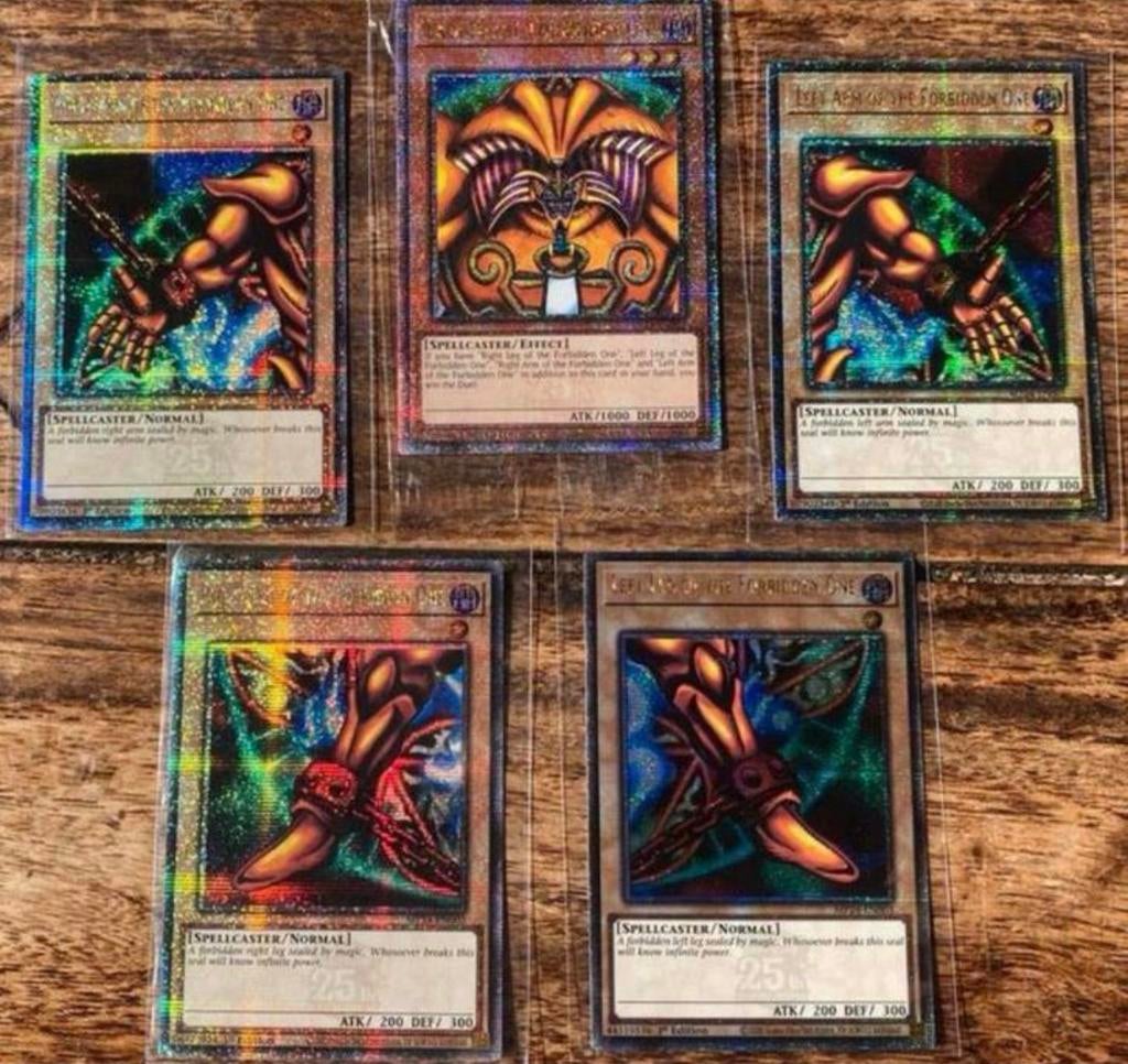 Yu-Gi-Oh! Complete Exodia Set Quartercentury 1st Ed M/NM !, Ophalen of Verzenden, Zo goed als nieuw, Meerdere kaarten, Foil