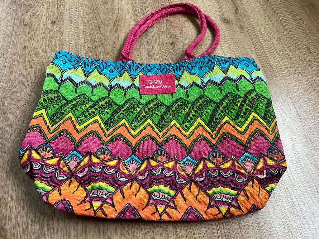 Gmv gian marco venturi kleurrijke jutte tas, Sieraden, Tassen en Uiterlijk, Tassen | Damestassen, Overige kleuren, Shopper, Ophalen of Verzenden