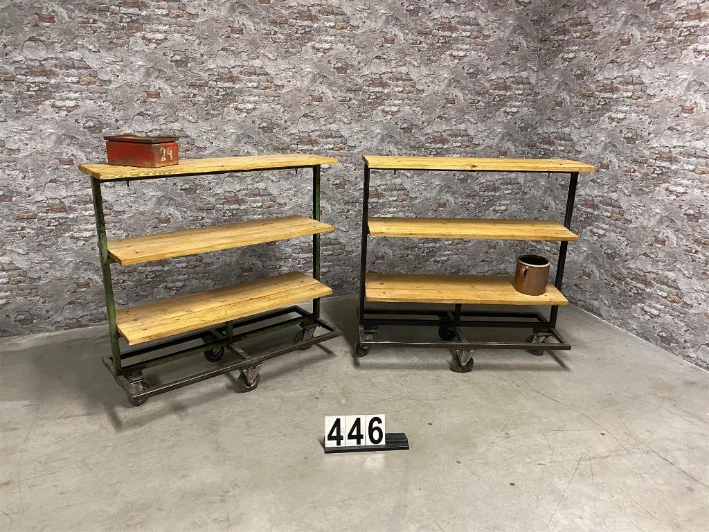 Industrieel vintage rek op wielen nr446, Info@steenantiek.com, 7602 RG, Nieuw, Ophalen of Verzenden