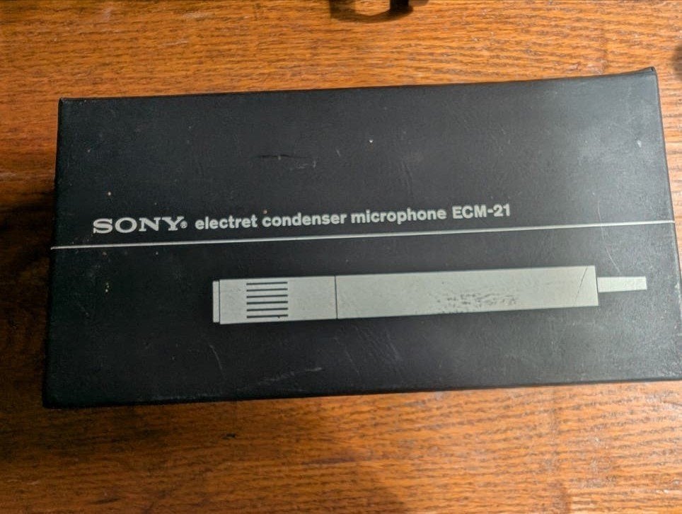 Sony Electret Condenser Microfoon ECM-21 met kabel, Ophalen of Verzenden, Gebruikt, Studiomicrofoon