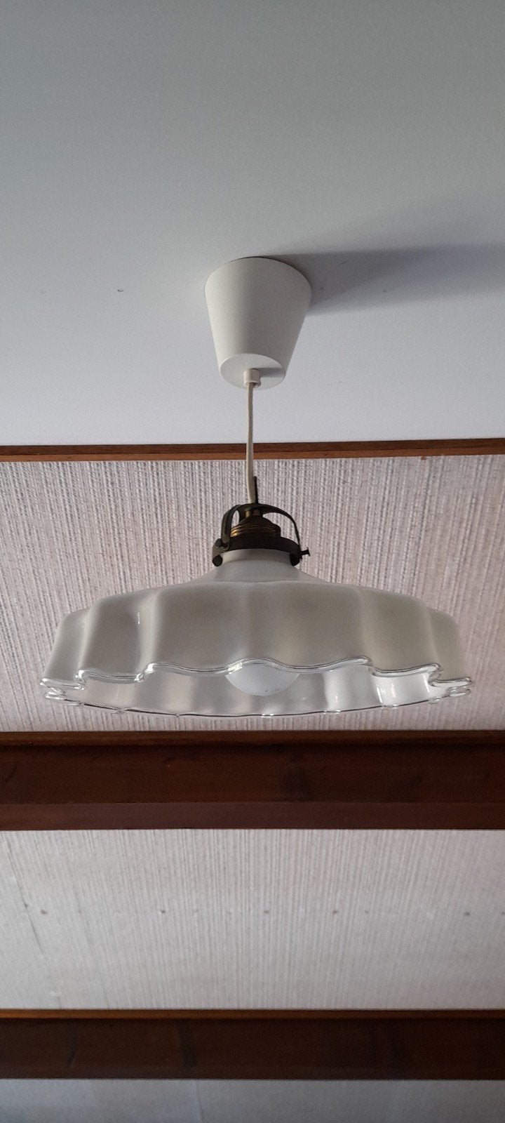 Vintage Plafondlamp met Melkglas Kap, Ophalen of Verzenden
