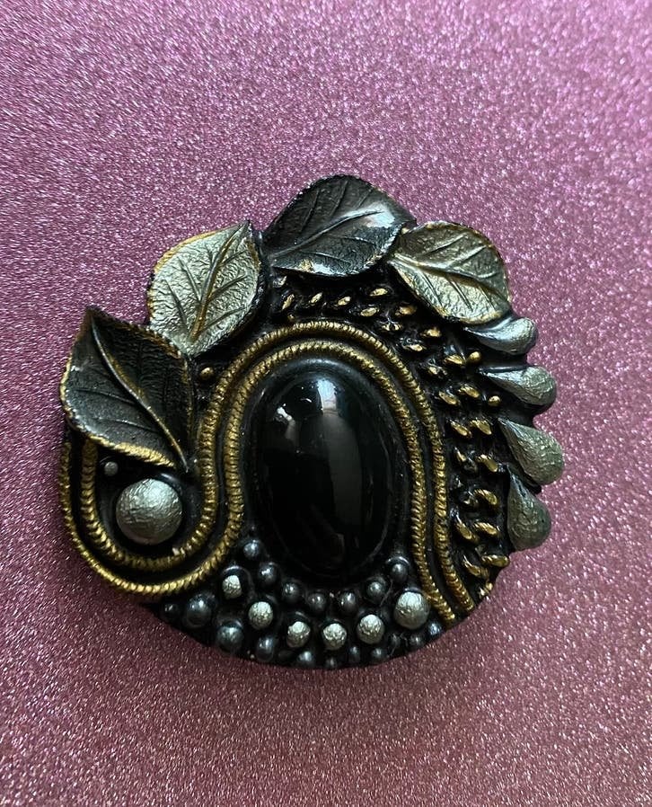 Vintage broche Art Nouveau, Overige materialen, 4 tot 7 cm, Overige kleuren, Ophalen of Verzenden