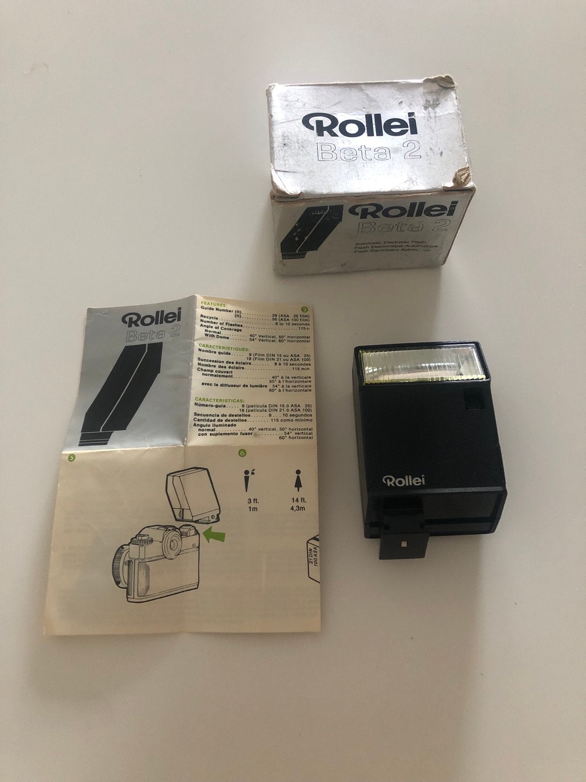 Vintage Rollei Beta 2 flitser - als nieuw, met verpakking, Overige merken, Externe flitser, Ophalen of Verzenden, Zo goed als nieuw