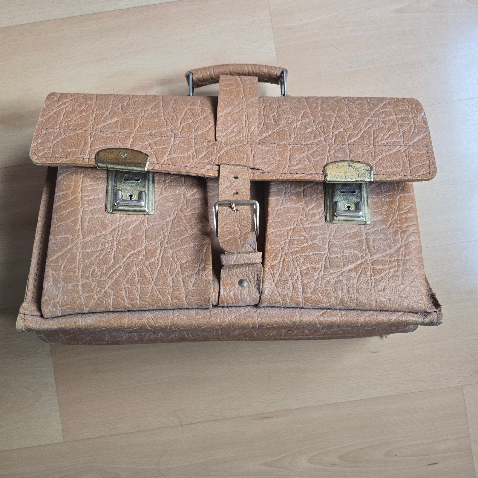 Vintage Leren Aktetas - Bruin jaren 70., Sieraden, Tassen en Uiterlijk, Bruin, Aktetas of Boekentas, Ophalen of Verzenden, Leer