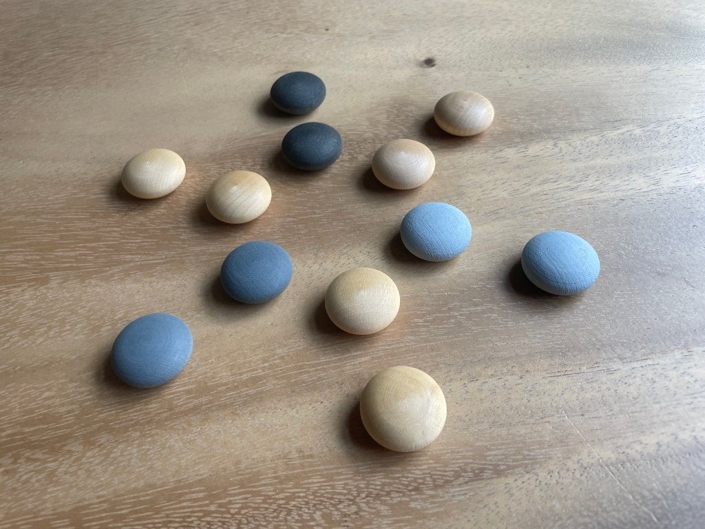Grapat 12x zwart/grijze & houten stenen, NL, Nieuw, Ophalen of Verzenden, Info@handmadebycharlie.nl