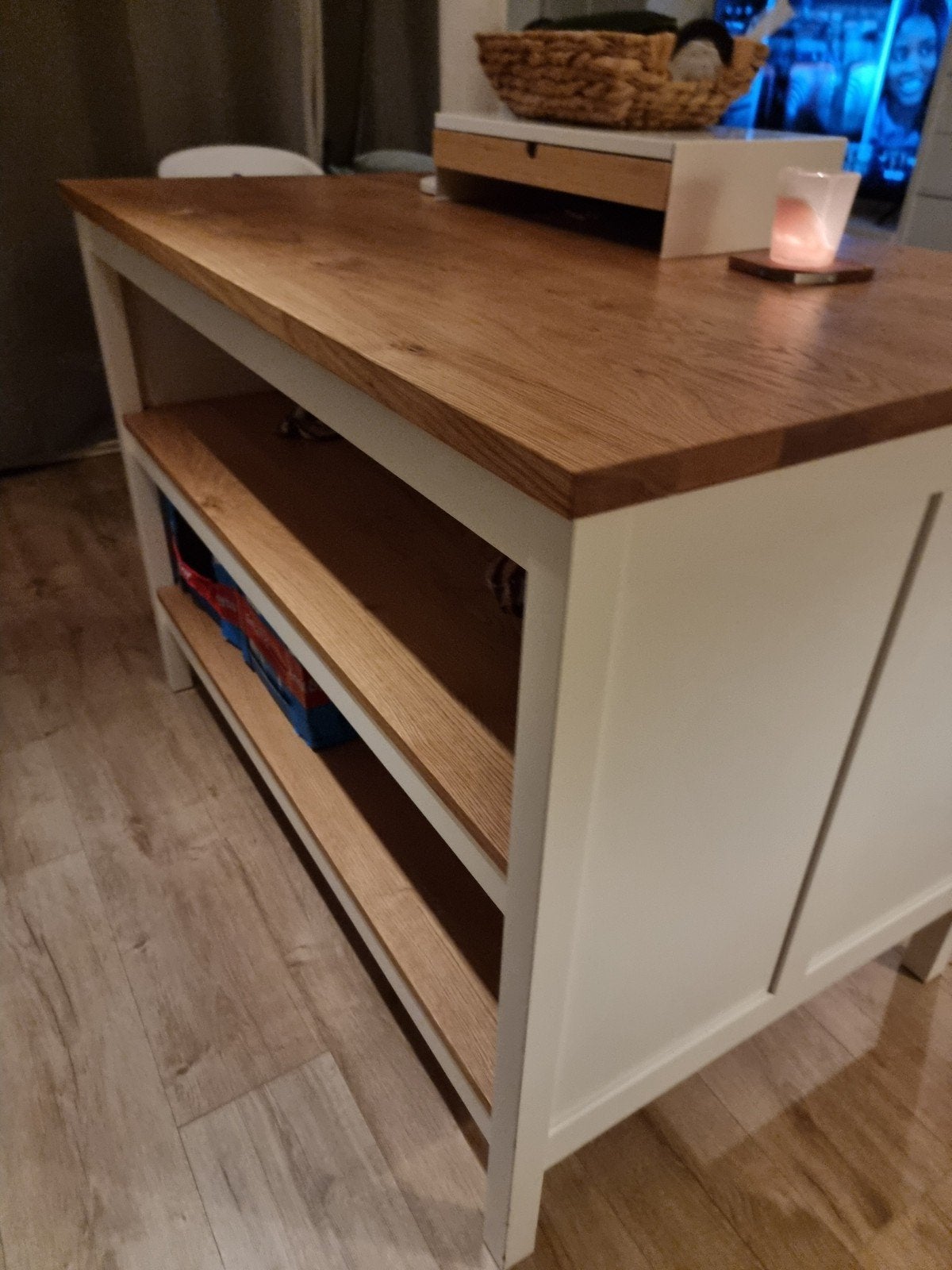 IKEA TORNVIKEN Keukeneiland - Eiken/Ecru, Ophalen, 100 tot 150 cm, Wit, Zo goed als nieuw