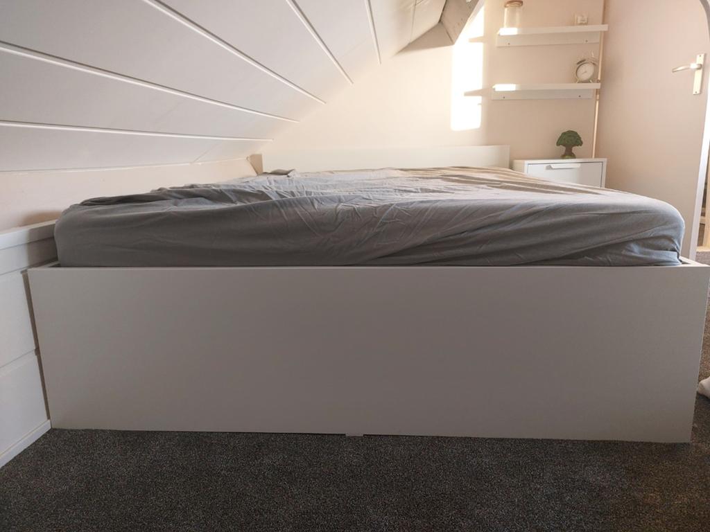 Bed 140x200, Huis en Inrichting, Slaapkamer | Bedden, Ophalen, Wit, Tweepersoons, 140 cm