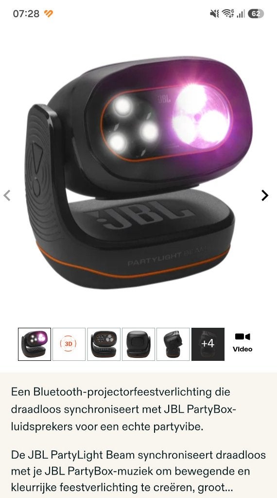 JBL PartyLight Beam - Zwart